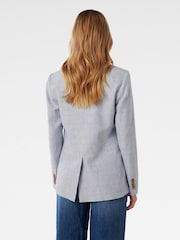 Forever New Blue Linen Blend Ivy Double Breasted Blazer - Image 4 of 5