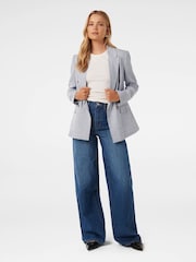 Forever New Blue Linen Blend Ivy Double Breasted Blazer - Image 5 of 5