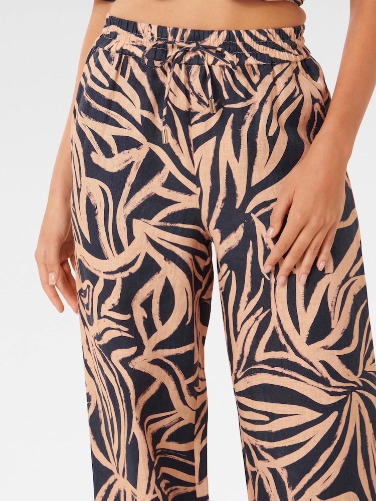Forever New Blue Pure 100% Linen Livy Straight Leg Pants - Image 2 of 5