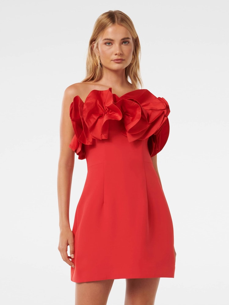 Forever New Red Tasha Rosette Mini Dress - Image 1 of 5