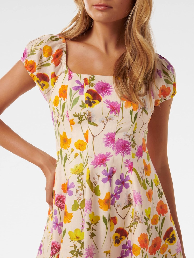 Forever New Cream Pure Linen Bondi Seam Detail Mini Dress - Image 2 of 5