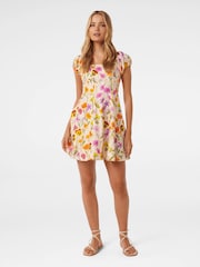 Forever New Cream Pure Linen Bondi Seam Detail Mini Dress - Image 5 of 5