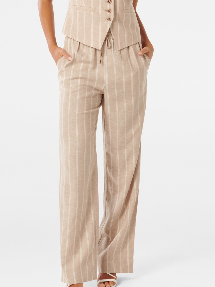 Forever New Natural Linen Blend Lori Wide Leg Pants - Image 1 of 5