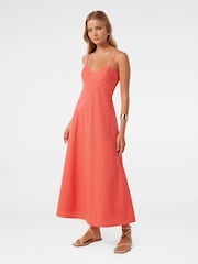 Forever New Orange Jayda Back Lacing 100% Cotton Midi Dress - Image 3 of 4