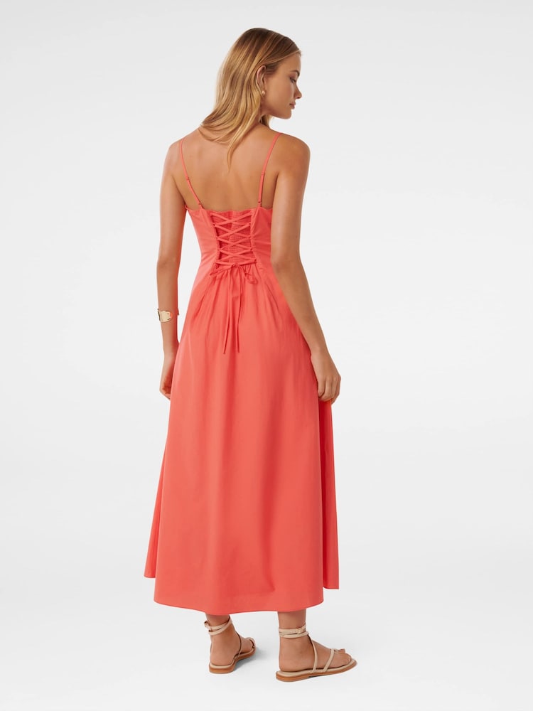 Forever New Orange Jayda Back Lacing 100% Cotton Midi Dress - Image 4 of 4