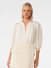 Forever New White Florence Crochet Trim Blouse - Image 1 of 5
