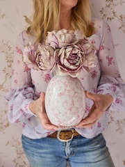 Shabby Chic by Rachel Ashwell® Pale Pink Peony Bouquet In Patterned Vase - Image 3 of 5