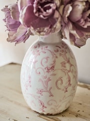 Shabby Chic by Rachel Ashwell® Pale Pink Peony Bouquet In Patterned Vase - Image 4 of 5
