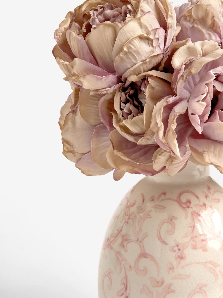 Shabby Chic by Rachel Ashwell® Pale Pink Peony Bouquet In Patterned Vase - Image 5 of 5 Shabby Chic by Rachel Ashwell® Pale Pink Peony Bouquet In Patterned Vase - Image 5 of 5