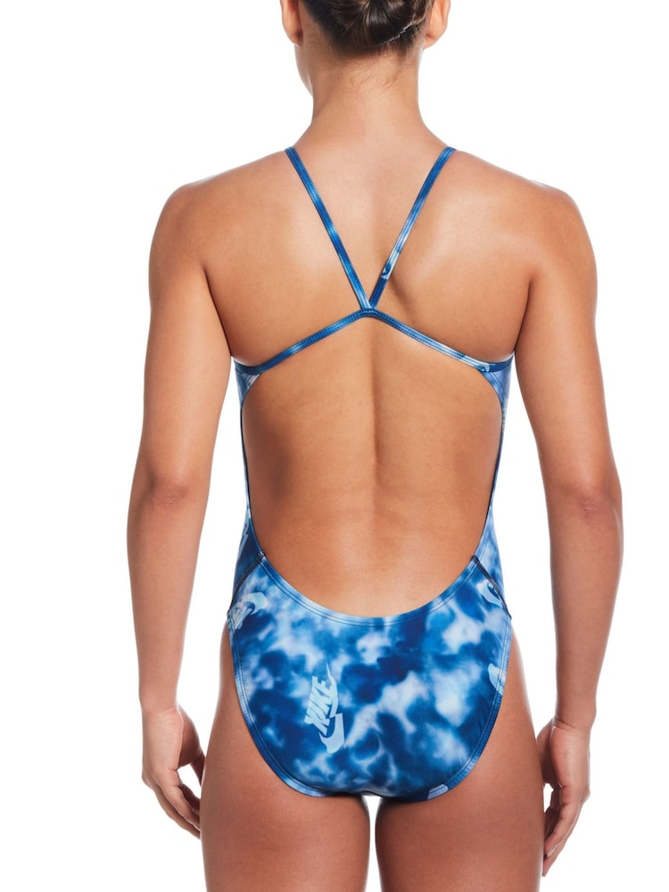 Nike Blue Hydrastrong Multi Print Cutout One Piece Swimsuit - Image 2 of 5