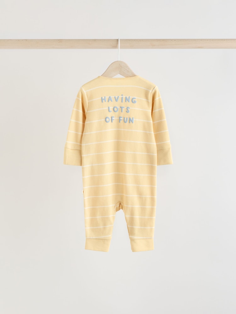 Blue/Yellow Baby Footless Sleepsuits 3 Pack (0mths-3yrs) - Image 6 of 12