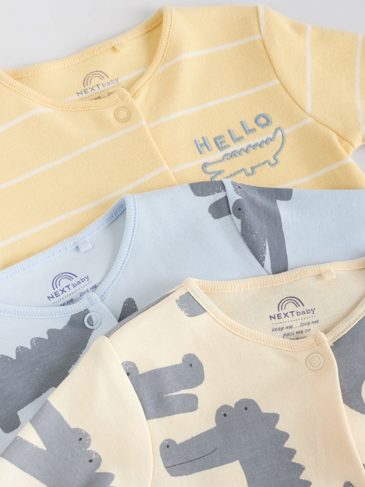 Blue/Yellow Baby Footless Sleepsuits 3 Pack (0mths-3yrs) - Image 8 of 12