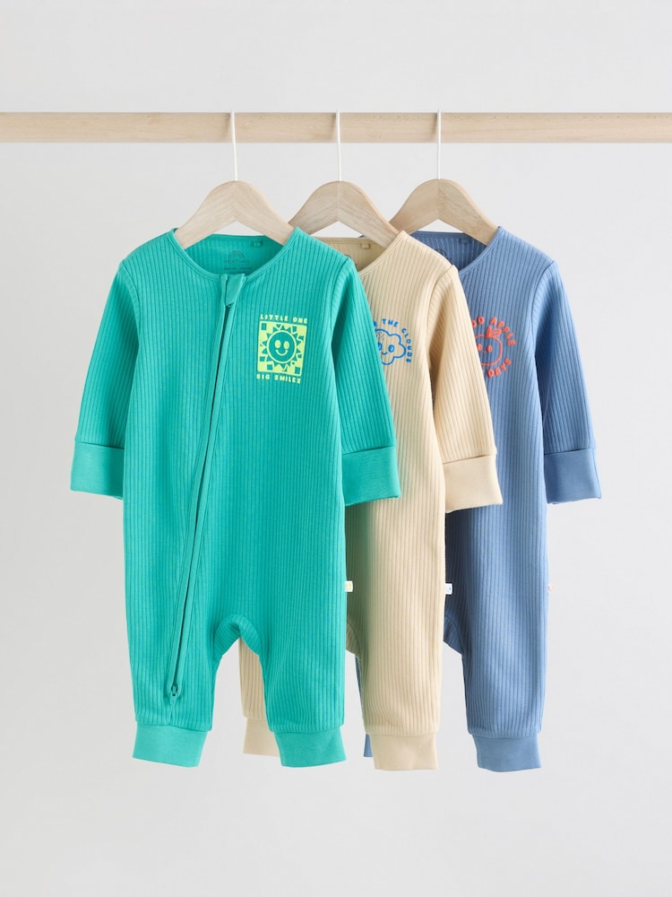 modra - Dojenček Two Way Zip brez stopal 100% Cotton Sleepsuits 3 Paket (0mesec-3leto) - Slika 1 iz 14 modra - Dojenček Two Way Zip brez stopal 100% Cotton Sleepsuits 3 Paket (0mesec-3leto) - Slika 1 iz 14