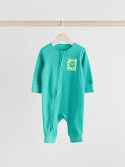 Blue Baby Two Way Zip Footless 100% Cotton Sleepsuits 3 Pack (0mths-3yrs) - Image 3 of 14