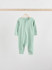 Green/Orange Rib Baby Footless Sleepsuits 3 Pack (0mths-3yrs) - Image 3 of 12