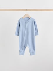 Green/Orange Rib Baby Footless Sleepsuits 3 Pack (0mths-3yrs) - Image 5 of 12