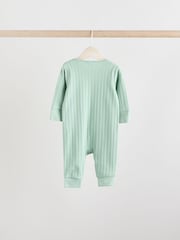 Green/Orange Rib Baby Footless Sleepsuits 3 Pack (0mths-3yrs) - Image 6 of 12