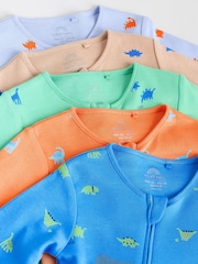 Bright 100% Cotton Two Way Zip Baby Sleepsuits 5 Pack (0mths-2yrs) - Image 10 of 14