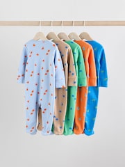 Bright 100% Cotton Two Way Zip Baby Sleepsuits 5 Pack (0mths-2yrs) - Image 2 of 14