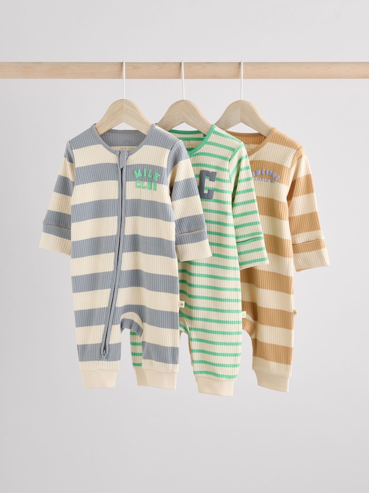 Milk Club Neutral - Baby Two Way Zip Footless Sleepsuits 3 Pack (0mths-3yrs) - Изображение 1 15