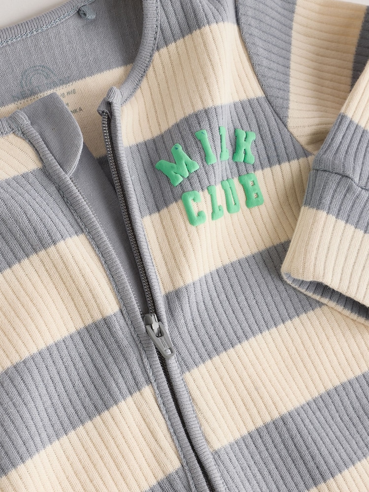 Milk Club Neutral Baby Two Way Zip Footless 100% Cotton Sleepsuits 3 Pack (0mths-3yrs) - Image 10 of 15