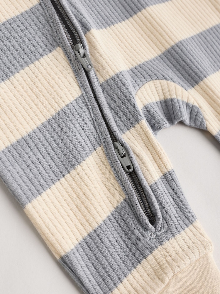 Milk Club Neutral Baby Two Way Zip Footless 100% Cotton Sleepsuits 3 Pack (0mths-3yrs) - Image 11 of 15