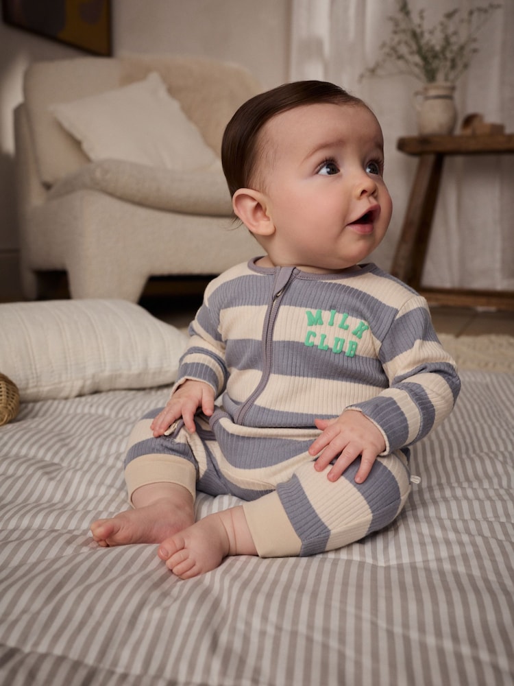Milk Club Neutral Baby Two Way Zip Footless 100% Cotton Sleepsuits 3 Pack (0mths-3yrs) - Image 14 of 15