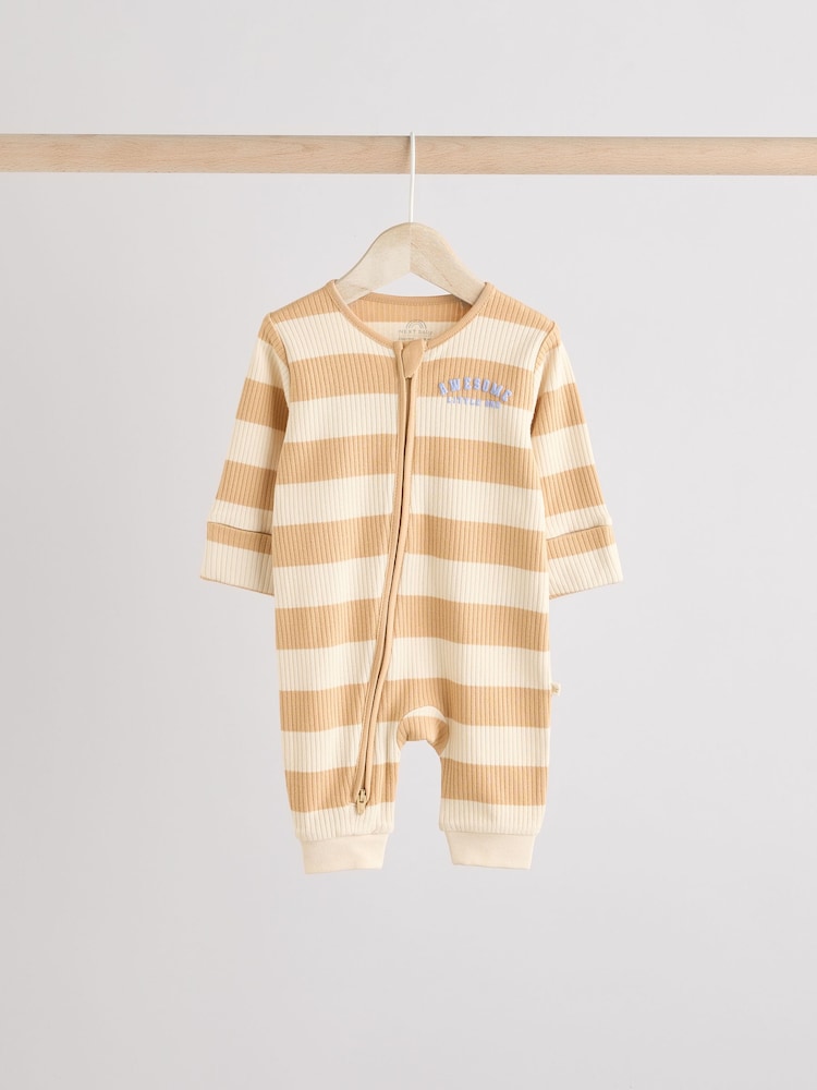 Milk Club Neutral Baby Two Way Zip Footless 100% Cotton Sleepsuits 3 Pack (0mths-3yrs) - Image 5 of 15