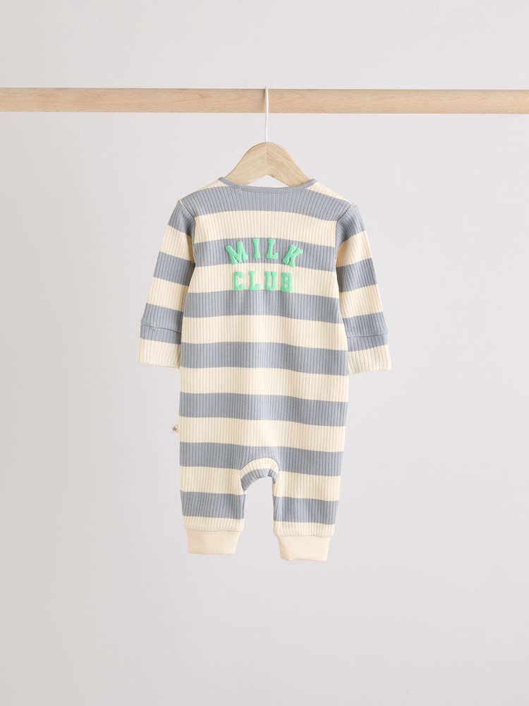 Milk Club Neutral Baby Two Way Zip Footless 100% Cotton Sleepsuits 3 Pack (0mths-3yrs) - Image 6 of 15