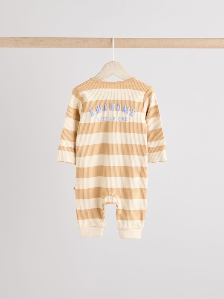 Milk Club Neutral Baby Two Way Zip Footless 100% Cotton Sleepsuits 3 Pack (0mths-3yrs) - Image 7 of 15