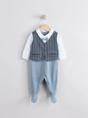 Navy Smart Bow Tie Baby Sleepsuit (0mths-2yrs) - Image 1 of 10