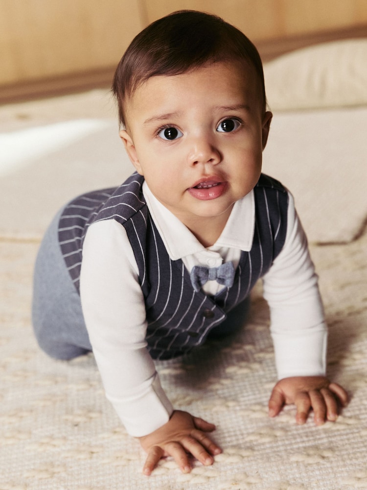 Buy Navy Smart Bow Tie Baby Sleepsuit (0mths-2yrs) from the Next