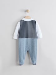 Navy Smart Bow Tie Baby Sleepsuit (0mths-2yrs) - Image 2 of 10