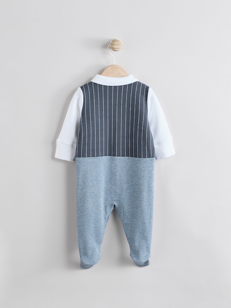 Navy Smart Bow Tie Baby Sleepsuit (0mths-2yrs) - Image 2 of 10