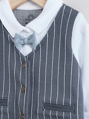 Navy Smart Bow Tie Baby Sleepsuit (0mths-2yrs) - Image 3 of 10