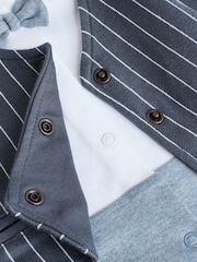 Navy Smart Bow Tie Baby Sleepsuit (0mths-2yrs) - Image 6 of 10