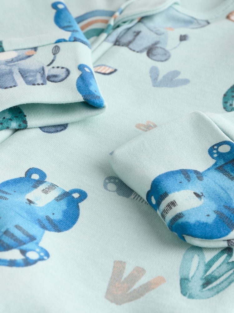 Синий - Two Way Zip Baby Sleepsuits 3 Pack (0mths-2yrs) - Изображение 11 11
