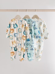 Синий - Two Way Zip Baby Sleepsuits 3 Pack (0mths-2yrs) - Изображение 2 11