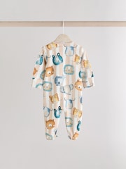 Синий - Two Way Zip Baby Sleepsuits 3 Pack (0mths-2yrs) - Изображение 4 11