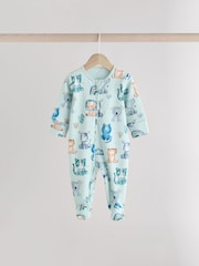 Синий - Two Way Zip Baby Sleepsuits 3 Pack (0mths-2yrs) - Изображение 5 11