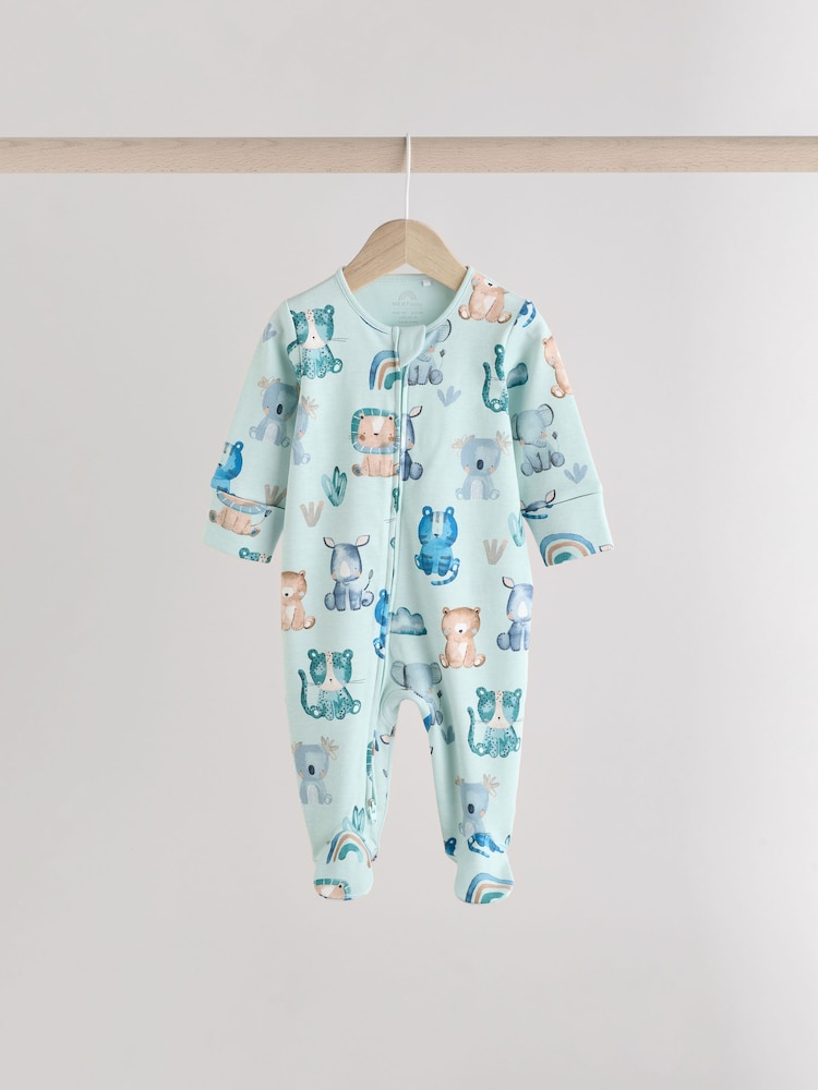 Blue Two Way Zip Baby Sleepsuits 3 Pack (0mths-2yrs) - Image 5 of 11