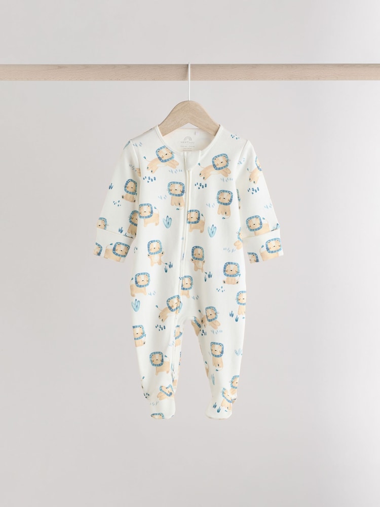 Blue Two Way Zip Baby Sleepsuits 3 Pack (0mths-2yrs) - Image 6 of 11