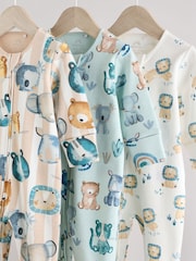 Синий - Two Way Zip Baby Sleepsuits 3 Pack (0mths-2yrs) - Изображение 7 11