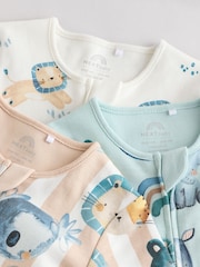 Синий - Two Way Zip Baby Sleepsuits 3 Pack (0mths-2yrs) - Изображение 8 11