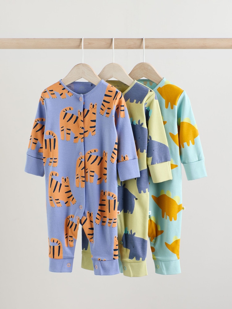 Blue/Green Baby Footless Sleepsuits 3 Pack (0mths-3yrs) - Image 1 of 13