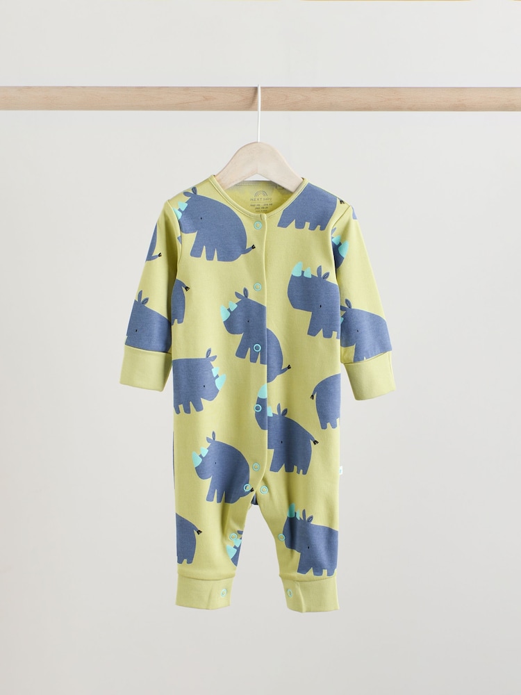 Blue/Green Baby Footless Sleepsuits 3 Pack (0mths-3yrs) - Image 5 of 13