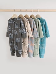 Minerals Baby Animal Print Two Way Zip Footless Sleepsuits 5 Pack (0mths-3yrs) - Image 1 of 14