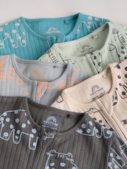 Minerals Baby Animal Print Two Way Zip Footless Sleepsuits 5 Pack (0mths-3yrs) - Image 10 of 14