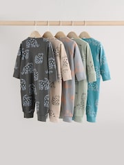 Minerals Baby Animal Print Two Way Zip Footless Sleepsuits 5 Pack (0mths-3yrs) - Image 2 of 14