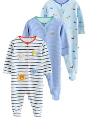 Blue Baby Embroidered Sleepsuits 3 Pack - Image 14 of 14